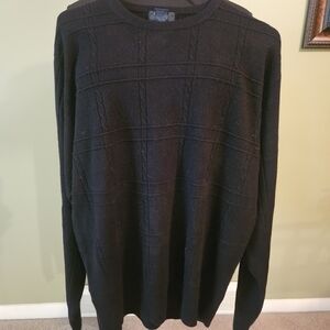 Dockers Black Textured Cable-Panel Crewneck Sweater
